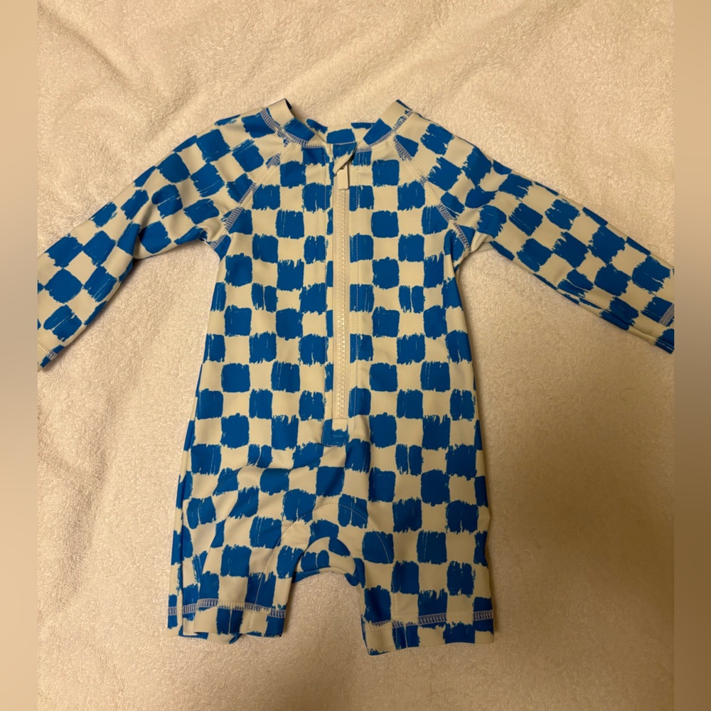 Old Navy Blue and White Long Sleeve Swimsuit